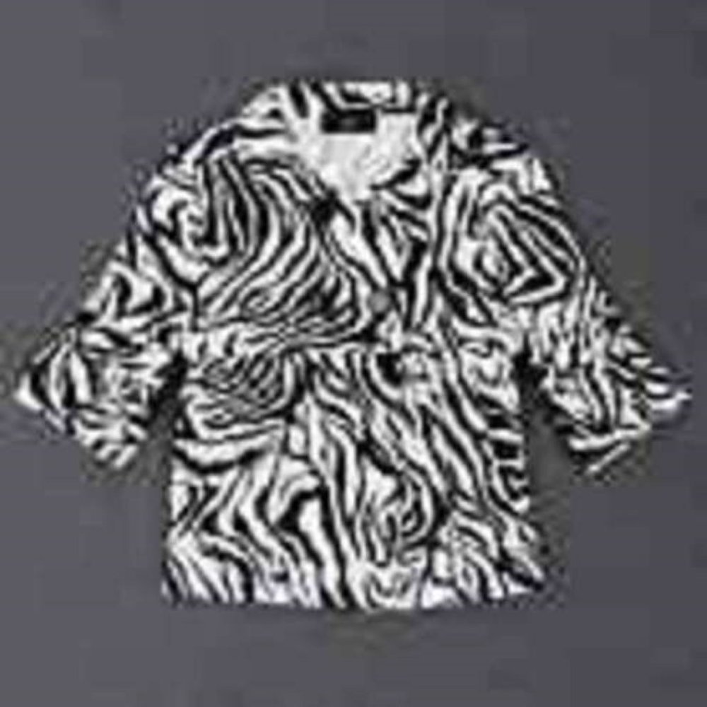 Girls Zebra Blazer Coat 8/10 Iz Byer Black White Button Up Ponte 3/4 Sleeve
